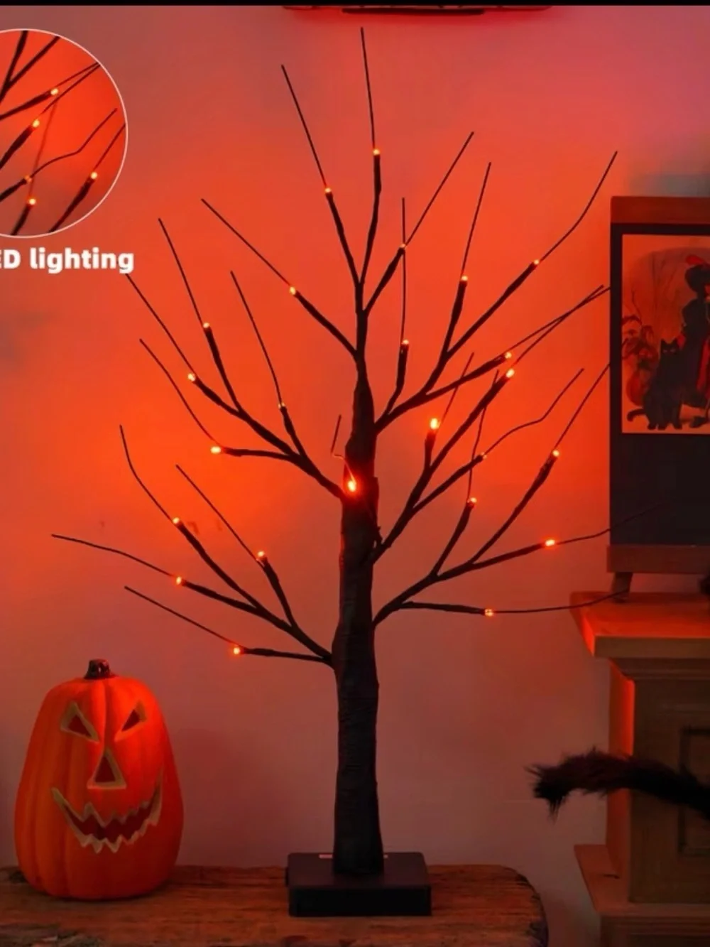 New 2-Pack LED Halloween Black Spooky Trees with Orange lights